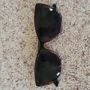 Valerie Spencer women's sunglasses, brown black/clear stripe, gray lense